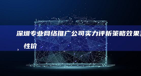 深圳专业网络推广公司实力评析：策略效果与性价比全解析